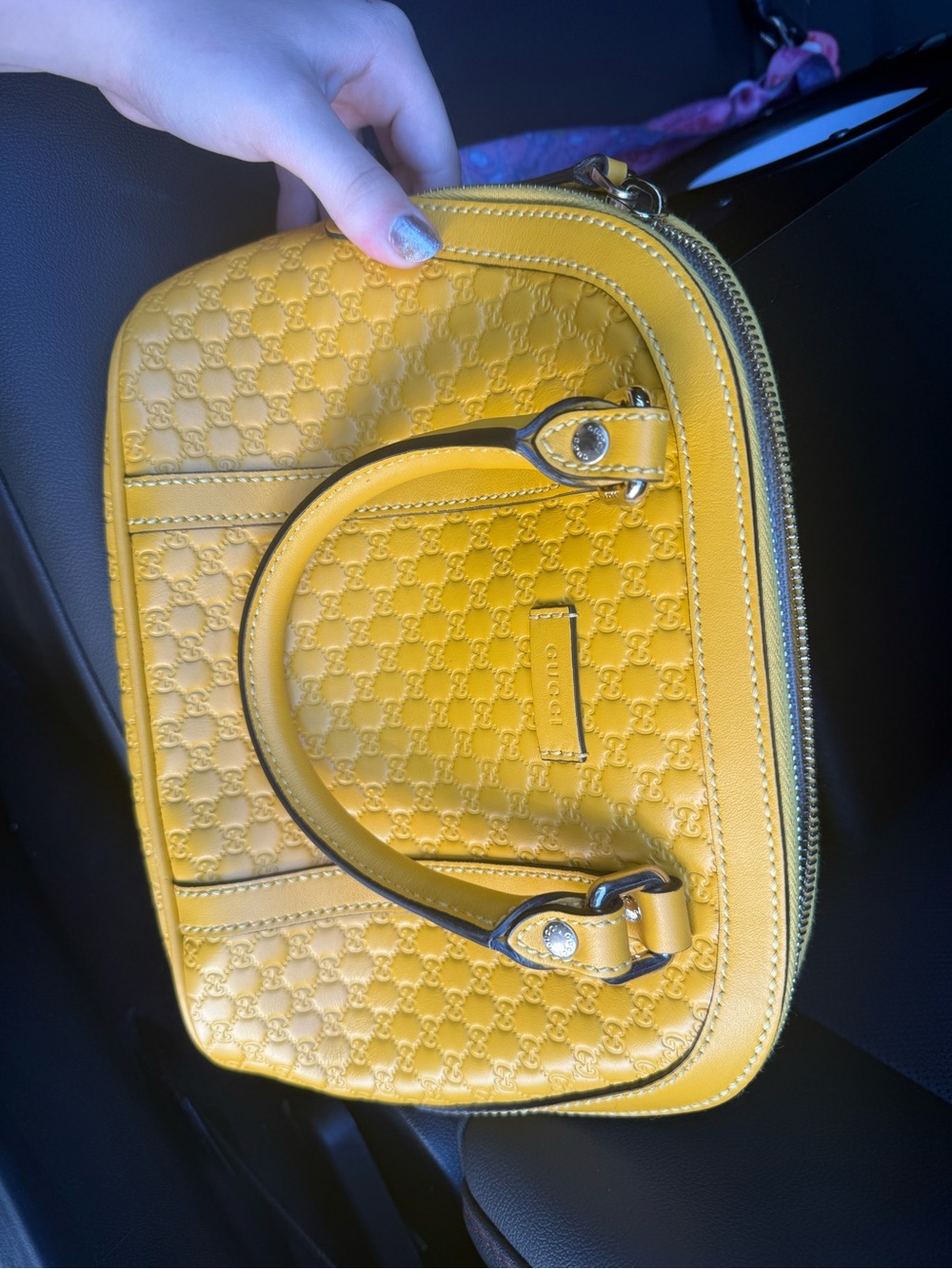 Gucci Microguccisima Yellow Embossed Mini Satchel